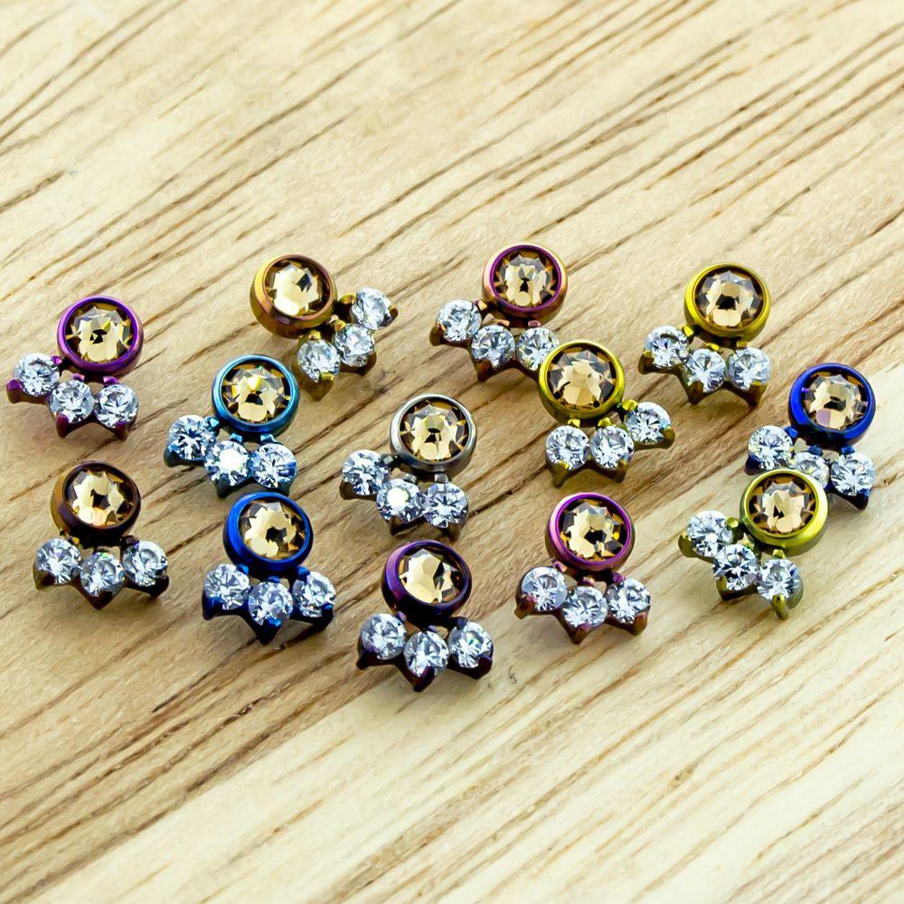 Body Jewelry Parts 16g & 18g Titanium Gem Cluster - 1 Piece -Rebel Bod-RebelBod