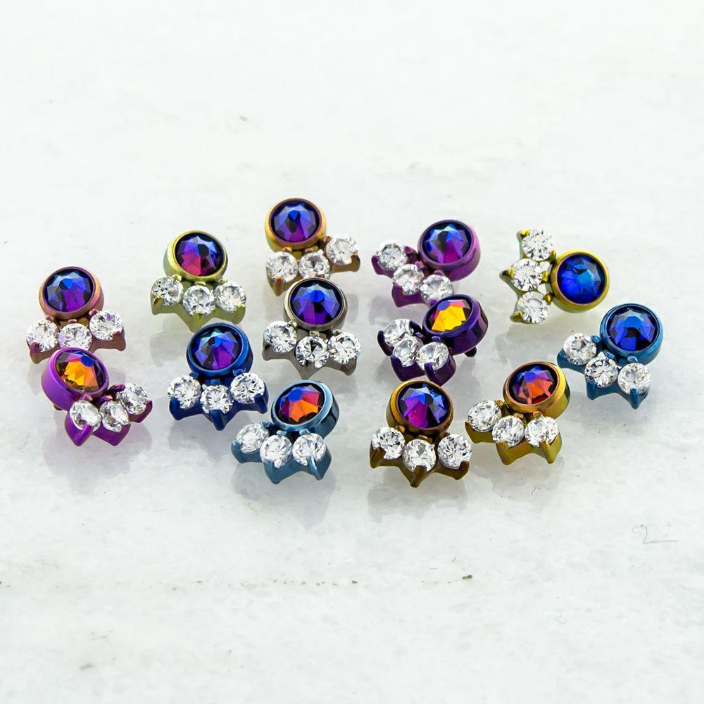 Body Jewelry Parts 16g & 18g Titanium Gem Cluster - 1 Piece -Rebel Bod-RebelBod