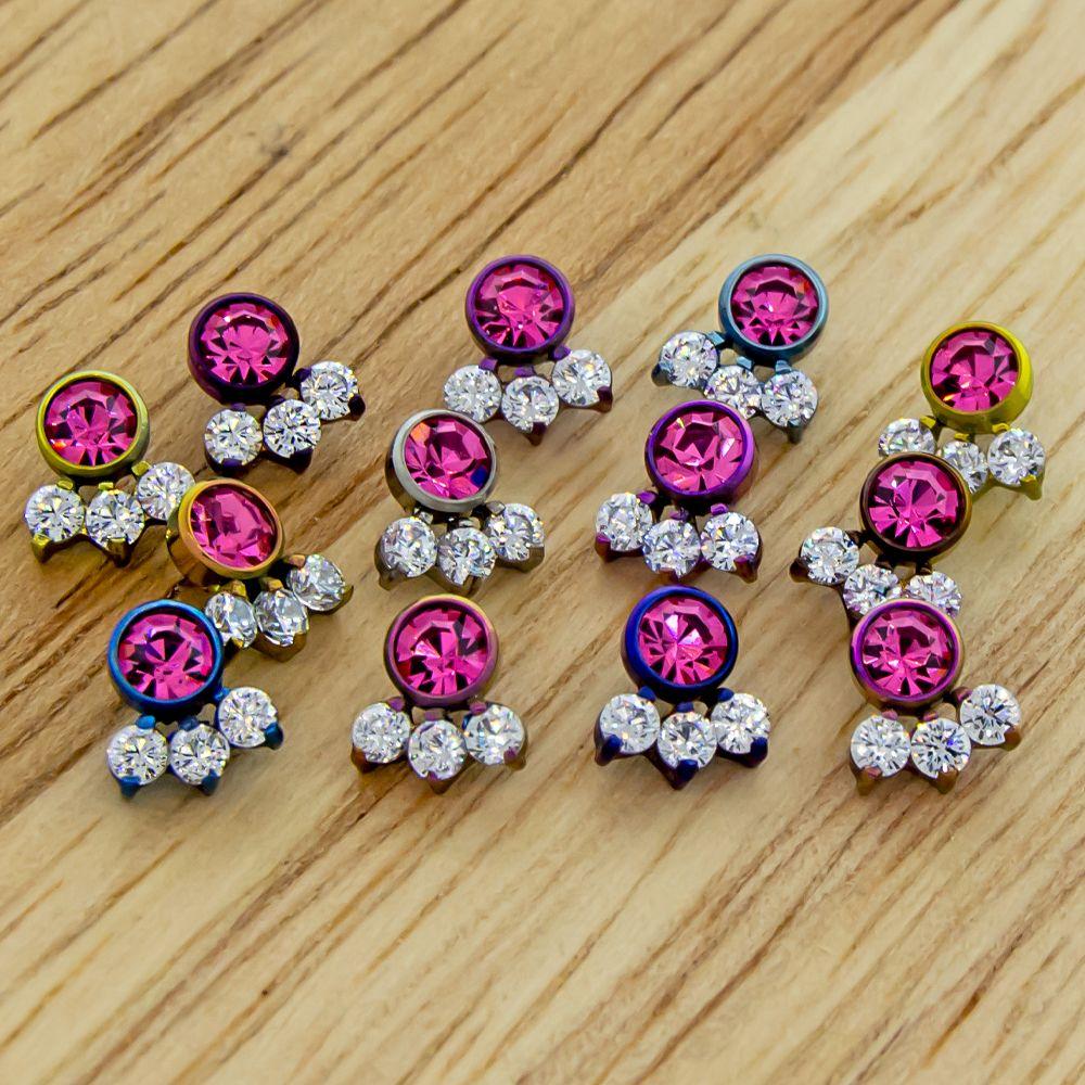 Body Jewelry Parts 16g & 18g Titanium Gem Cluster - 1 Piece -Rebel Bod-RebelBod
