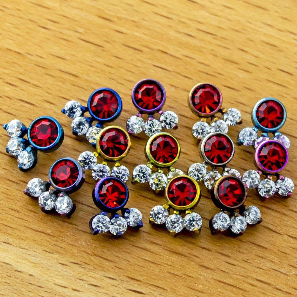 Body Jewelry Parts 16g & 18g Titanium Gem Cluster - 1 Piece -Rebel Bod-RebelBod
