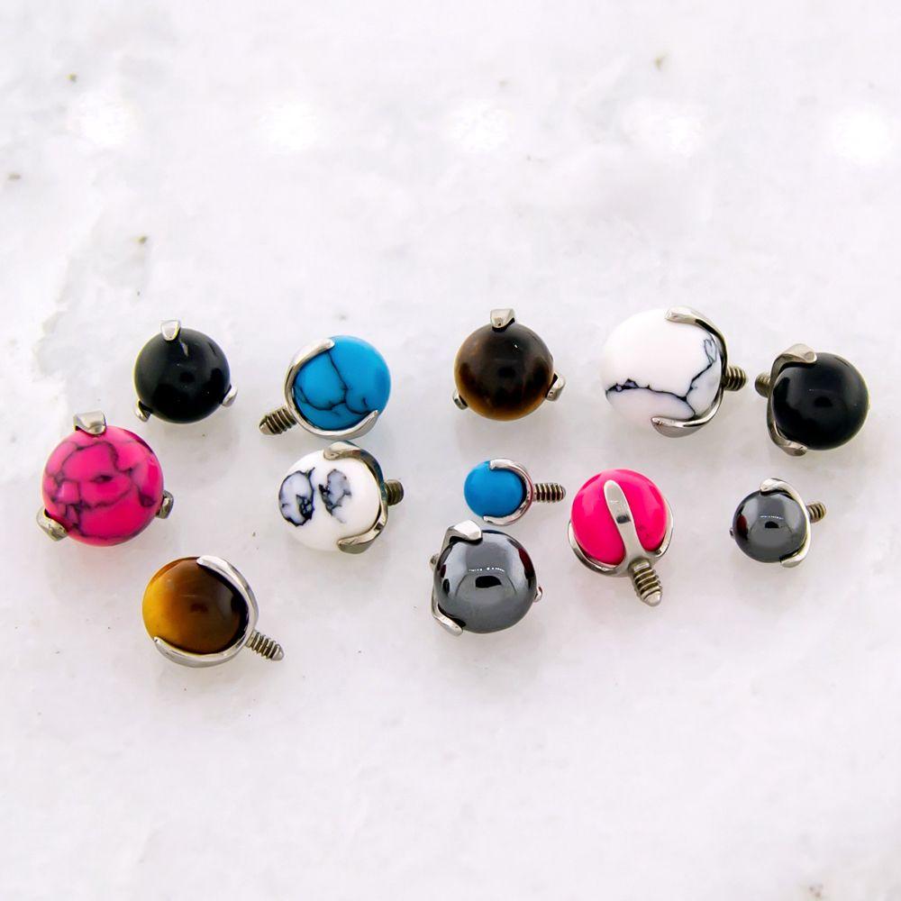 Body Jewelry Parts 16g/18g Titanium Prong Set Cabochon End - 1 Piece -Rebel Bod-RebelBod