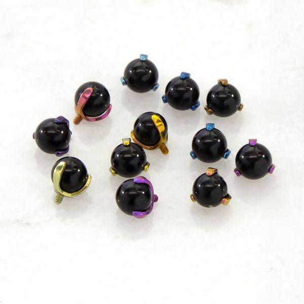 Body Jewelry Parts 16g/18g Titanium Prong Set Cabochon End - 1 Piece -Rebel Bod-RebelBod