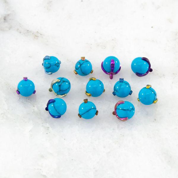 Body Jewelry Parts 16g/18g Titanium Prong Set Cabochon End - 1 Piece -Rebel Bod-RebelBod