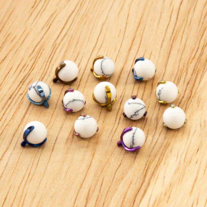 Body Jewelry Parts 16g/18g Titanium Prong Set Cabochon End - 1 Piece -Rebel Bod-RebelBod