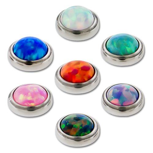 Body Jewelry Parts 16g/18g Titanium Synthetic Opal Replacement Heads - 1 Piece -Rebel Bod-RebelBod