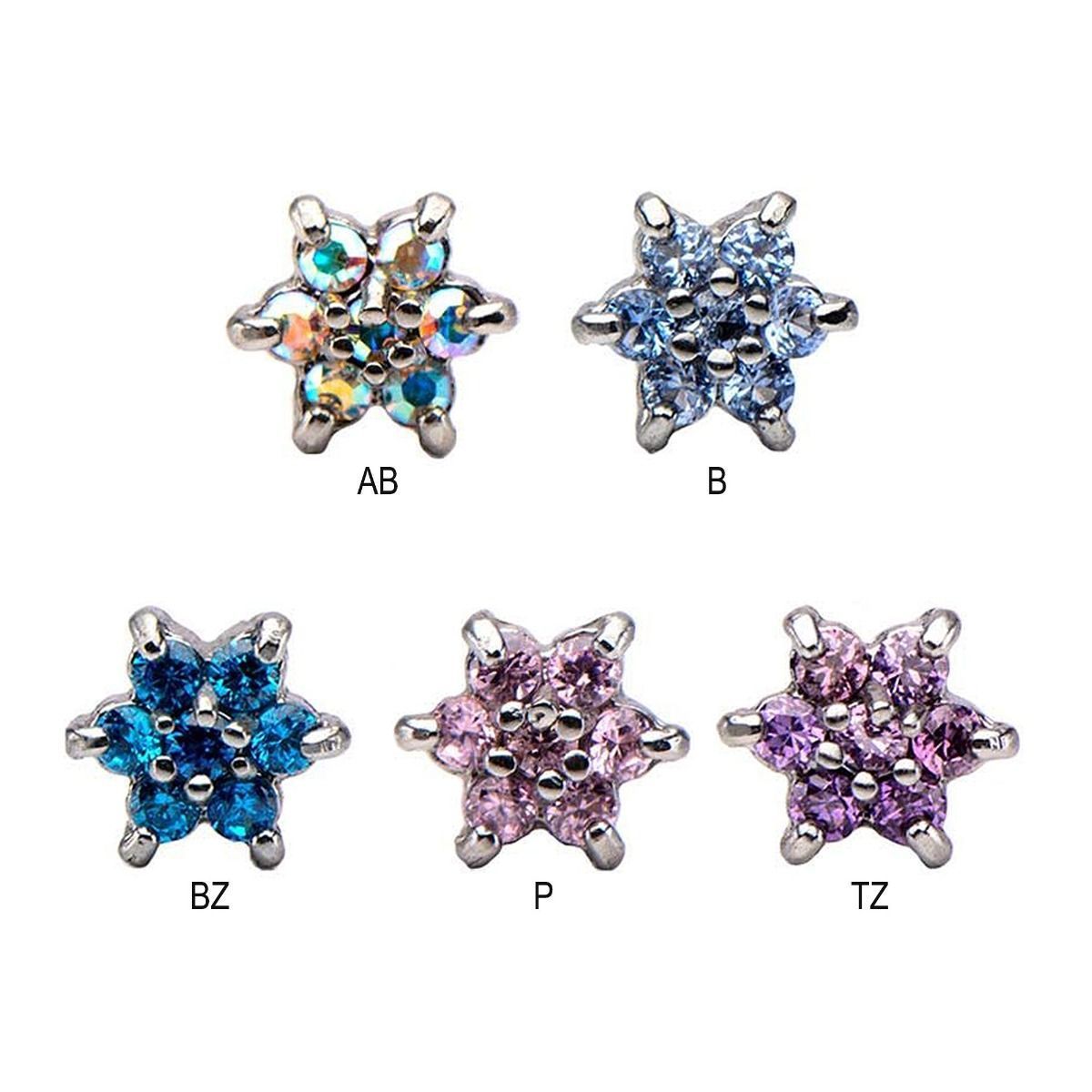 16g 5/16 Internally Threaded Labret Prong Set Gem Flower End