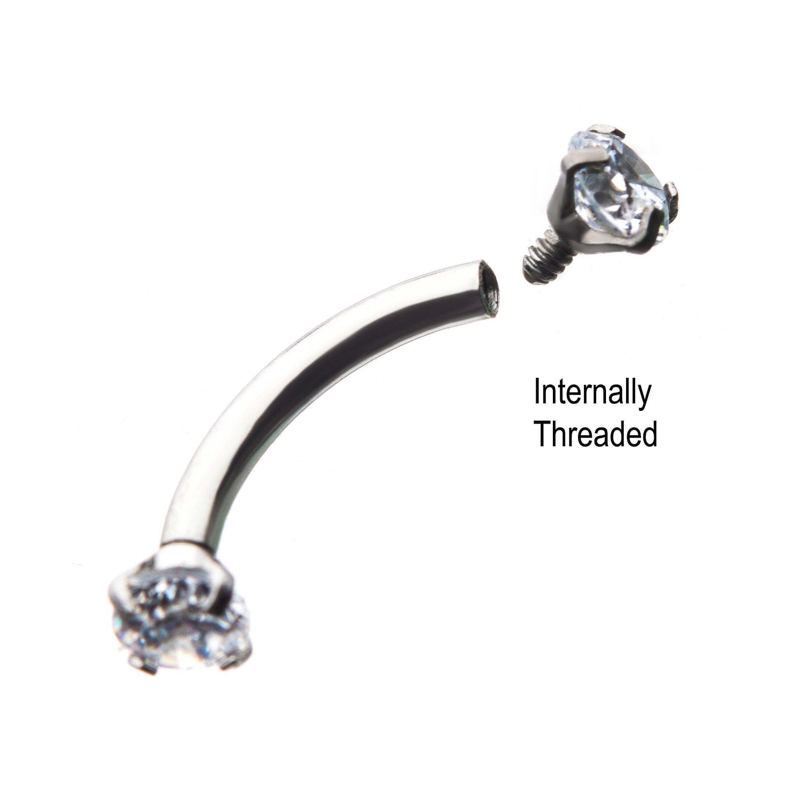 CURVED BARBELL 16g 5/16 Internally Threaded Prong Set Aurora Borealis Gem Curves sbvcs6122ab -Rebel Bod-RebelBod