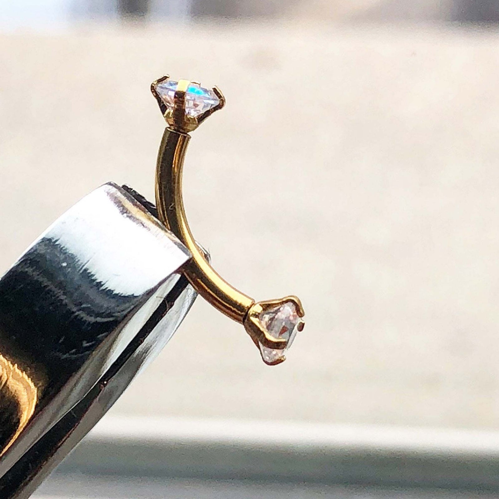 CURVED BARBELL 16g 5/16 Internally Threaded Prong Set Aurora Borealis Gem Curves sbvcs6122ab -Rebel Bod-RebelBod