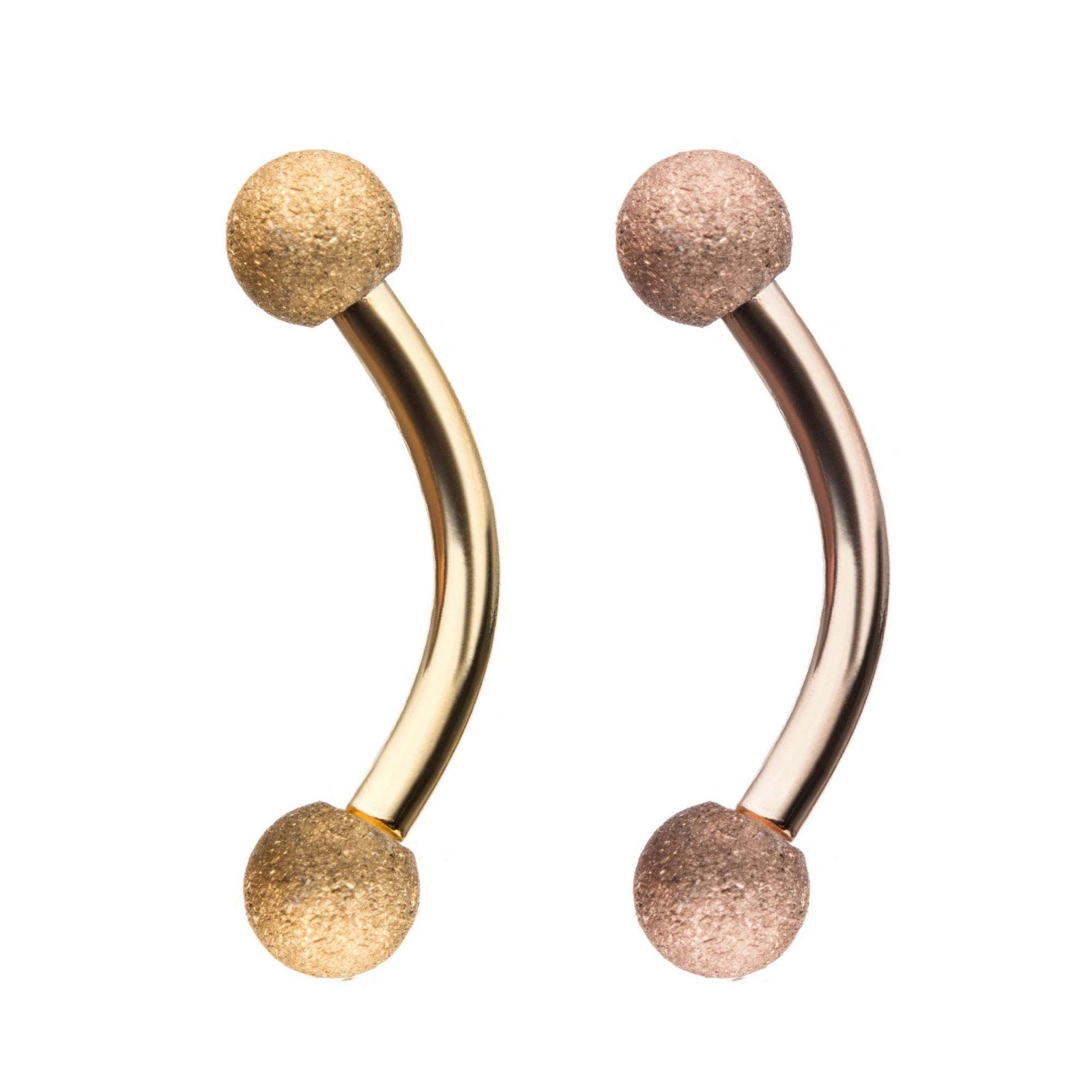 16g 5/16 Gold Plated Curved Barbell Sand Finished Curves