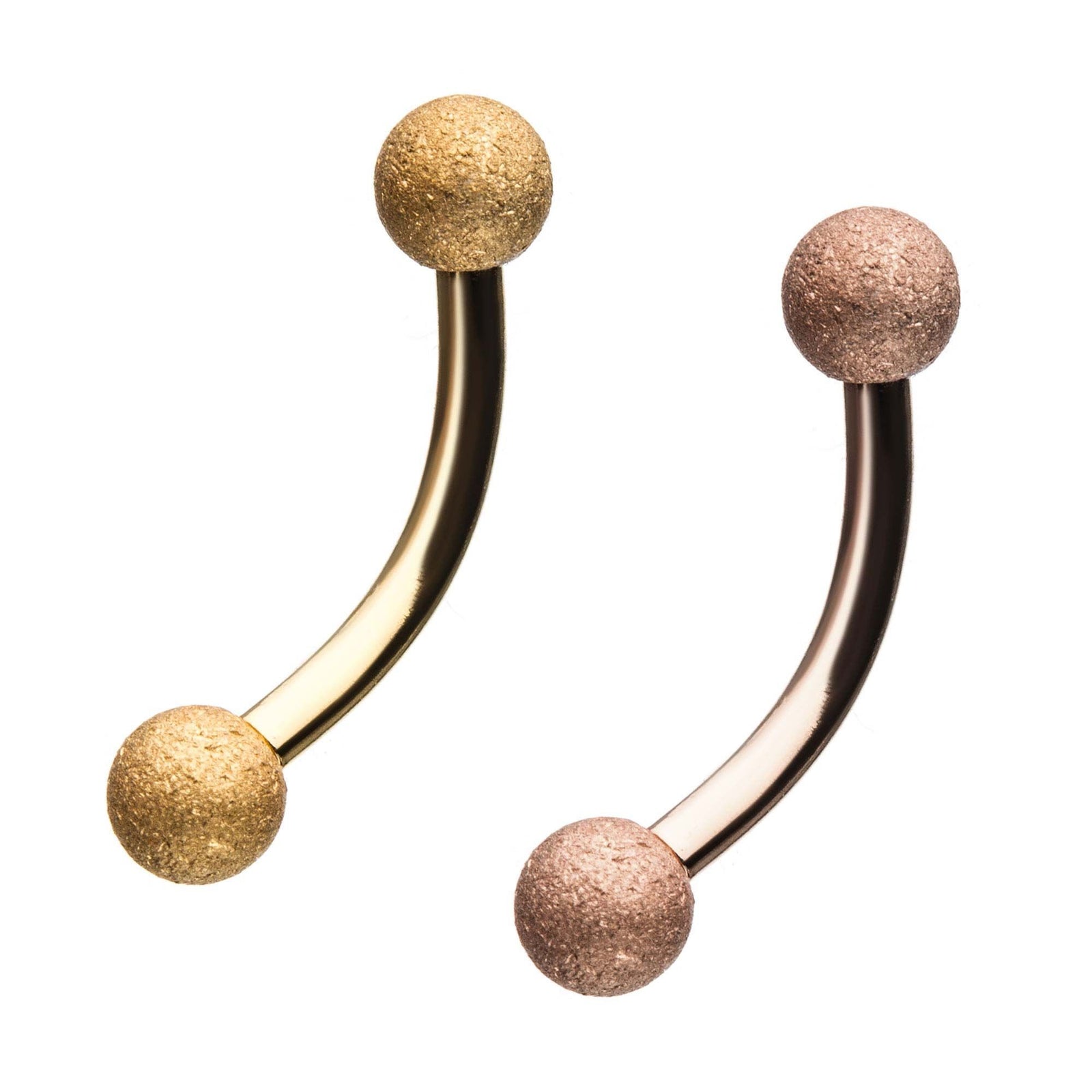 16g 5/16 Gold Plated Curved Barbell Sand Finished Curves