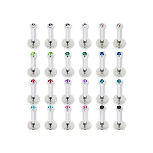 Labret Studs 16g 5mm Back Steel Internally Threaded Gem Labret Assortments - 1 Piece -Rebel Bod-RebelBod