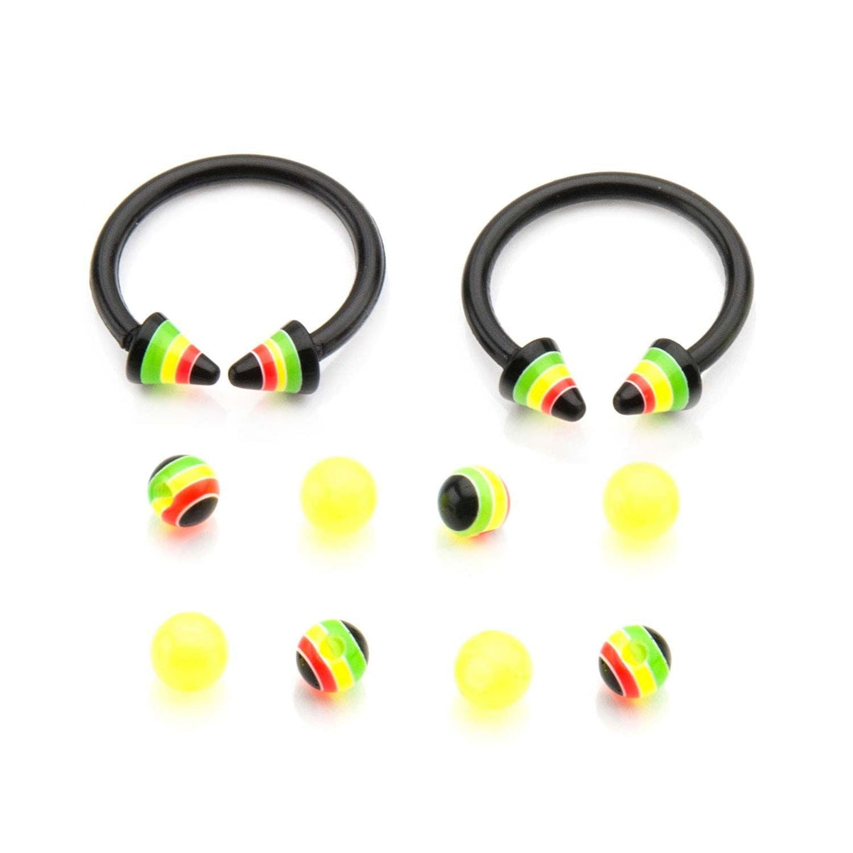 TBD 16g Acrylic Flexible Shafts Rasta Stripe Horseshoes -Rebel Bod-RebelBod