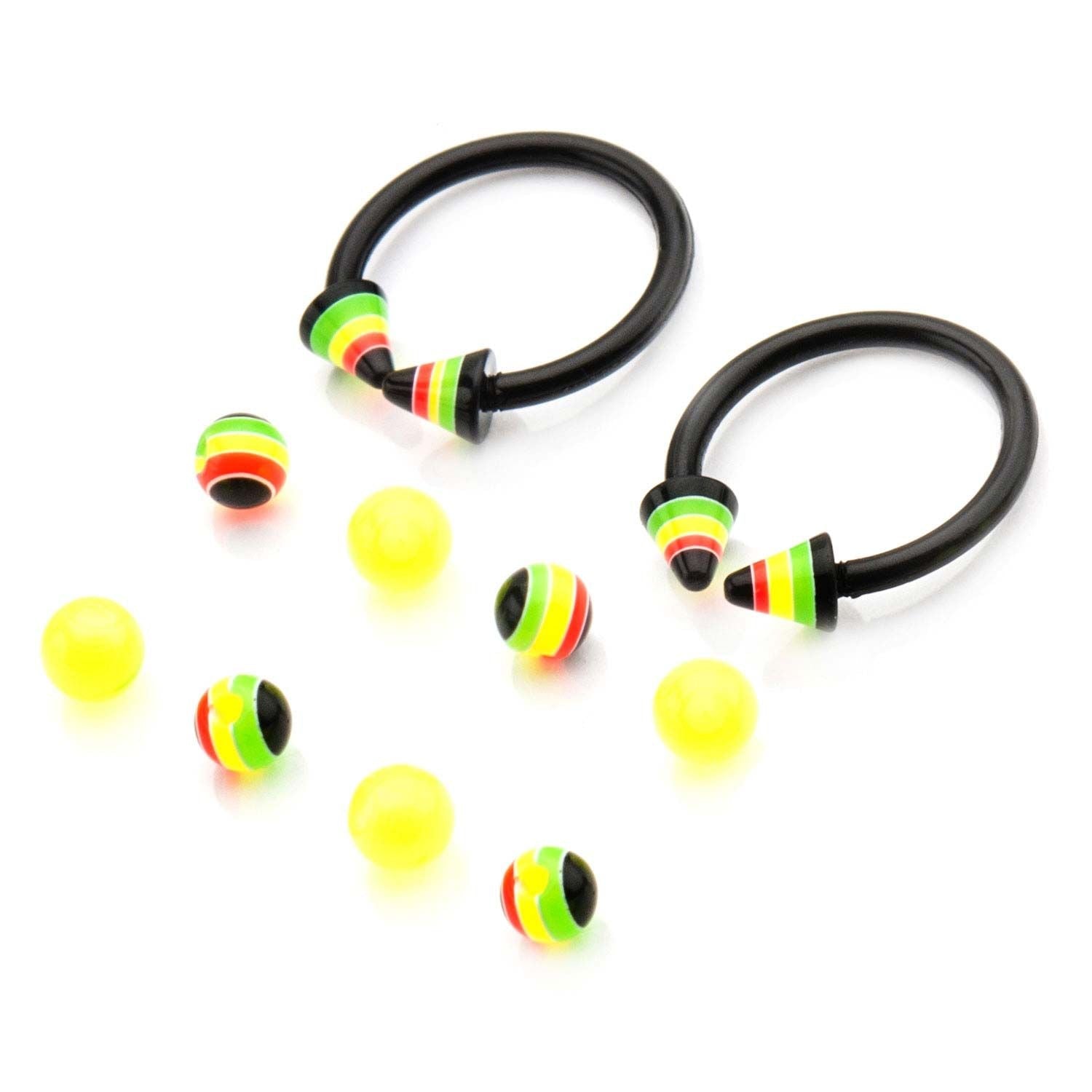 TBD 16g Acrylic Flexible Shafts Rasta Stripe Horseshoes -Rebel Bod-RebelBod