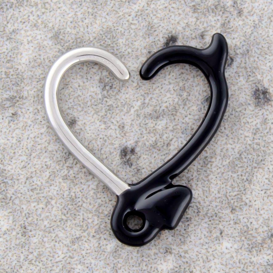 Cartilage Earring - Cartilage Hoop 16g Annealed Heart Devil Tail Daith Ring - 1 Piece -Rebel Bod-RebelBod