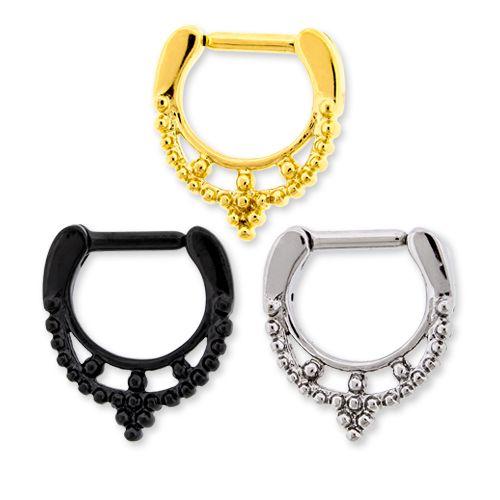 Clicker - Cartilage | Septum 16g Beaded Collar Septum Clicker - 1 Piece -Rebel Bod-RebelBod