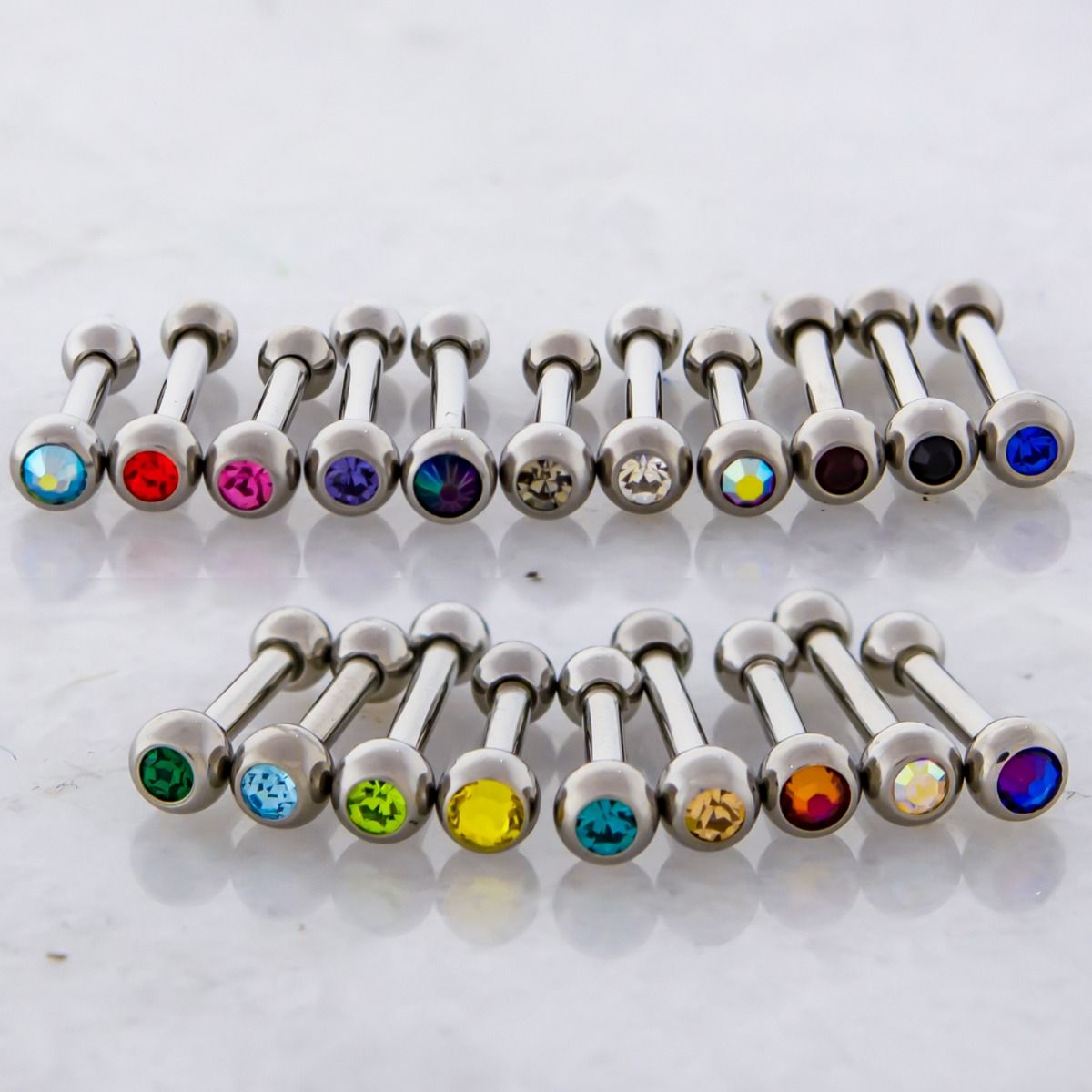 Cartilage Earring - Cartilage Barbell 16g Externally Threaded Barbell W/ Gems  - 1 Piece #SPLT#6 -Rebel Bod-RebelBod