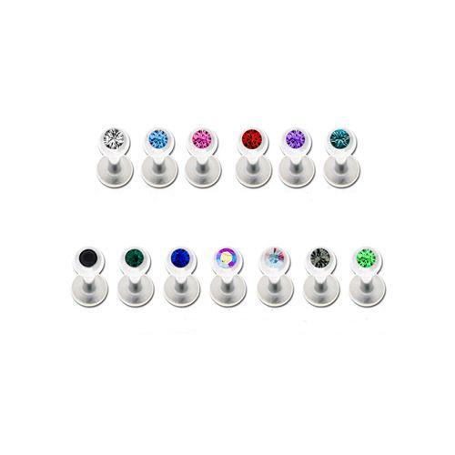 Labret Studs 16g Externally Threaded SWAROVSKI Gem Labret 4mm Back - 1 Piece #SPLT#6 -Rebel Bod-RebelBod