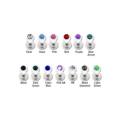 Labret Studs 16g Externally Threaded SWAROVSKI Gem Labret 4mm Back - 1 Piece #SPLT#6 -Rebel Bod-RebelBod