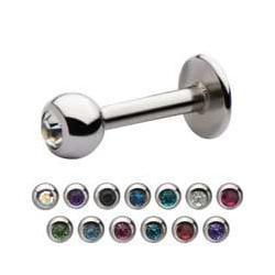 Labret Studs 16g Flat Back Labret with Gem Ball End sbvls-gems-16 -Rebel Bod-RebelBod