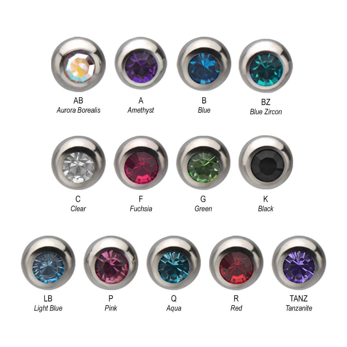 Labret Studs 16g Flat Back Labret with Gem Ball End sbvls-gems-16 -Rebel Bod-RebelBod