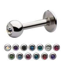 Labret Studs 16g Flat Back Labret with Gem Ball End sbvls-gems-16 -Rebel Bod-RebelBod