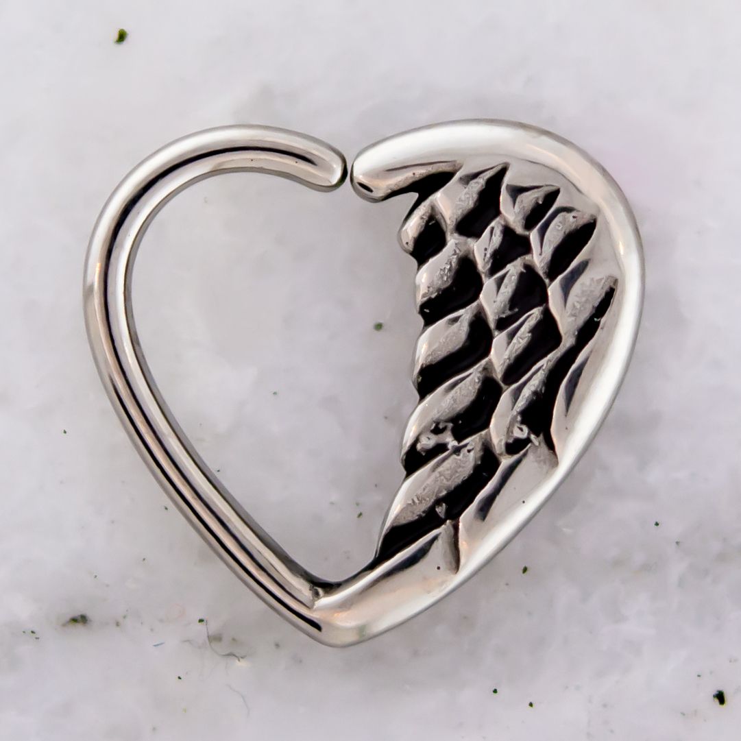 SEAMLESS RING 16g Heart Angel Wing Daith Ring - 1 Piece -Rebel Bod-RebelBod