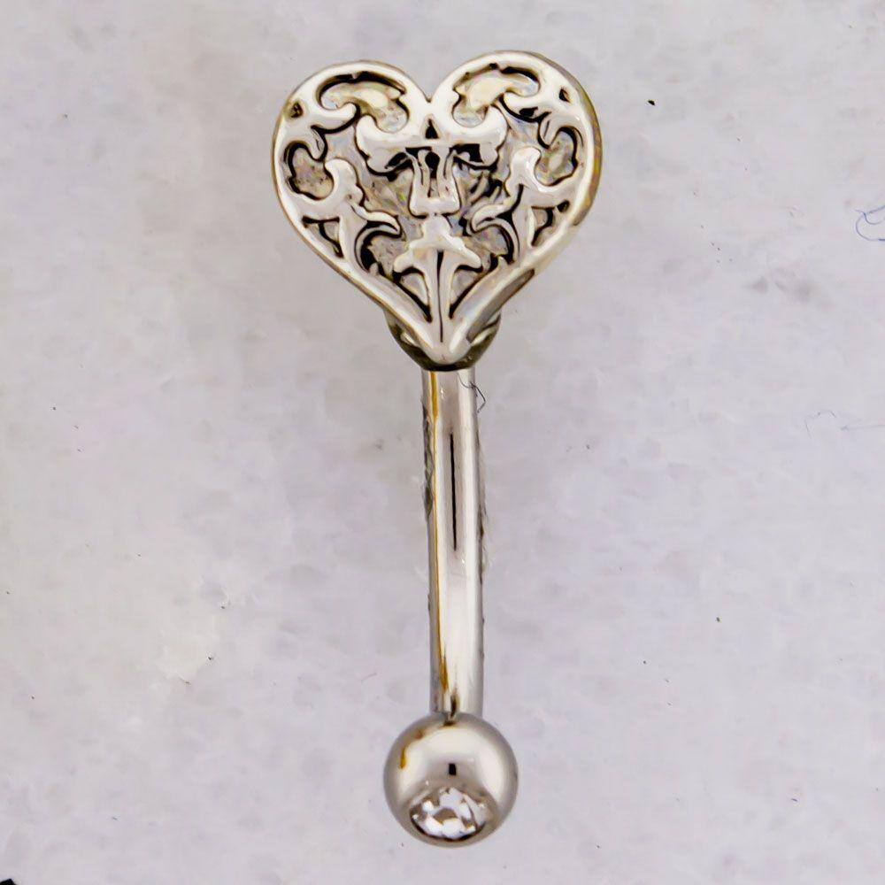 CURVED BARBELL 16g Heart Locket Curve - 1 Piece -Rebel Bod-RebelBod