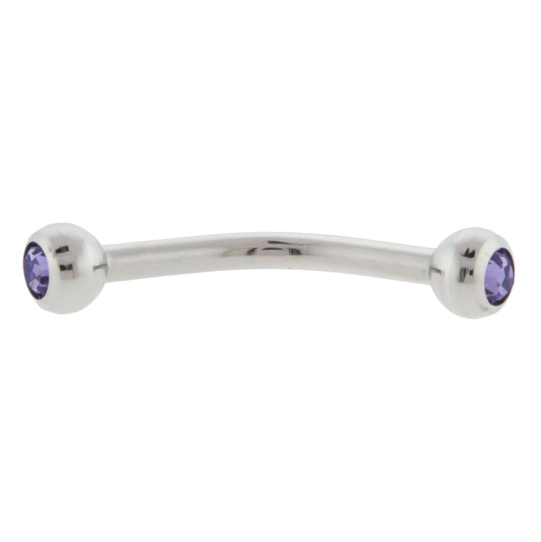 CURVED BARBELL 16g Internally Threaded Curved Barbells W/ Gems - 1 Piece #SPLT -Rebel Bod-RebelBod