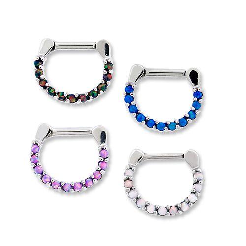 SEAMLESS CLICKER 16g Opal Septum Clickers - 1 Piece -Rebel Bod-RebelBod