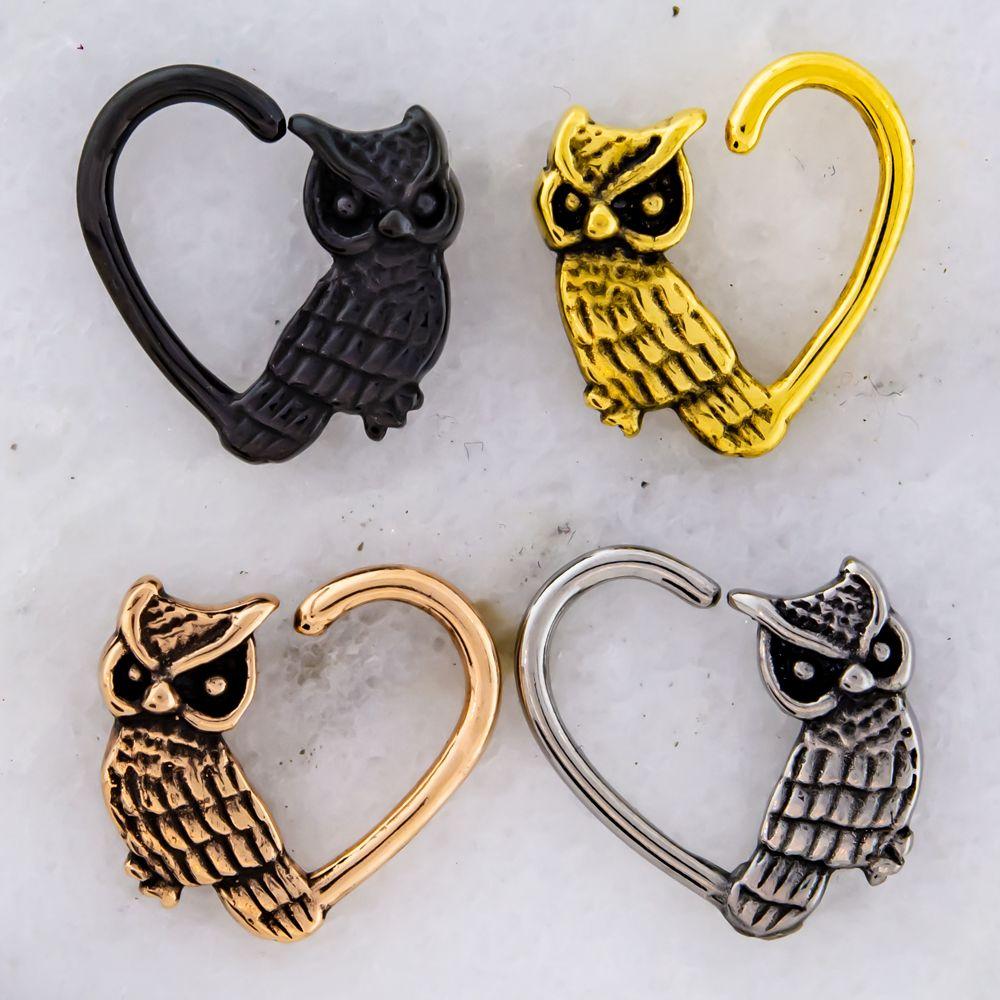 SEAMLESS RING 16g Owl Heart Seamless - 1 Piece -Rebel Bod-RebelBod