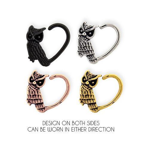 Cartilage Earring - Cartilage Hoop 16g Owl Heart Seamless Ring - 1 Piece + -Rebel Bod-RebelBod