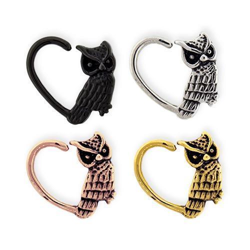 Cartilage Earring - Cartilage Hoop 16g Owl Heart Seamless Ring - 1 Piece + -Rebel Bod-RebelBod