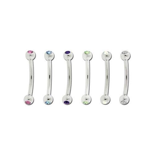 CURVED BARBELL 16g Steel Externally Threaded Curved Barbells SWAROVSKI Gems - 1 Piece #SPLT#6 -Rebel Bod-RebelBod