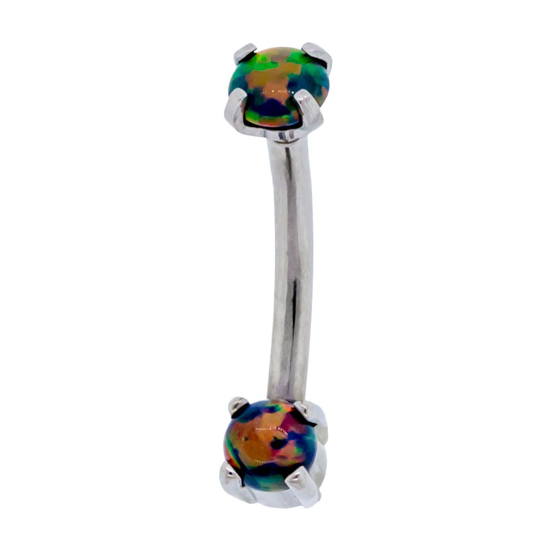 CURVED BARBELL 16g Steel Front Facing Opal Curves - 1 Piece -Rebel Bod-RebelBod