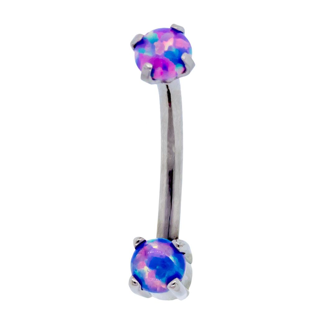 CURVED BARBELL 16g Steel Front Facing Opal Curves - 1 Piece -Rebel Bod-RebelBod