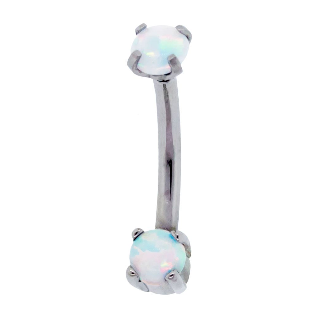 CURVED BARBELL 16g Steel Front Facing Opal Curves - 1 Piece -Rebel Bod-RebelBod