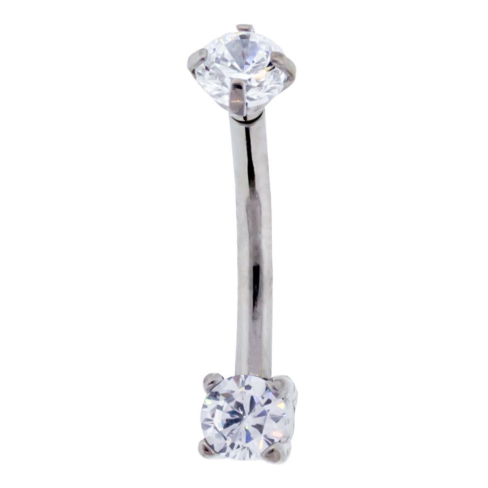 CURVED BARBELL 16g Steel Front Facing SWAROVSKI Gem Curve - 1 Piece -Rebel Bod-RebelBod