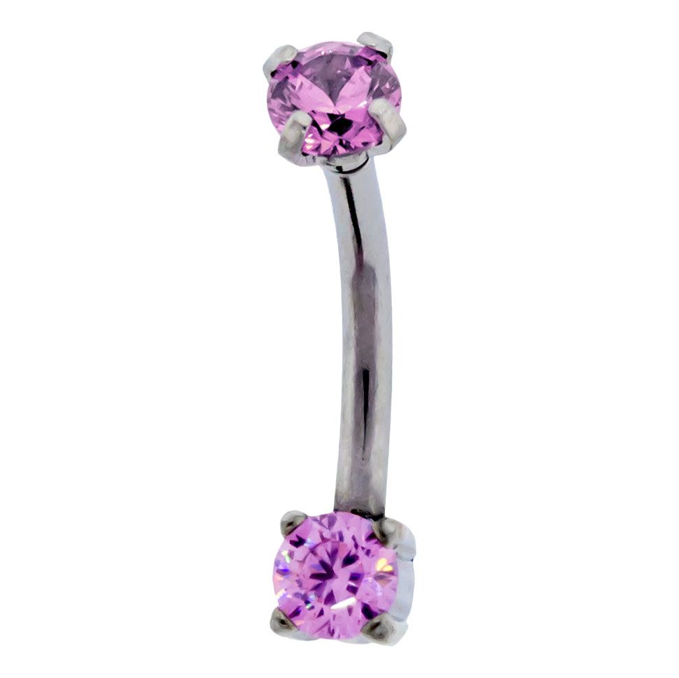 CURVED BARBELL 16g Steel Front Facing SWAROVSKI Gem Curve - 1 Piece -Rebel Bod-RebelBod