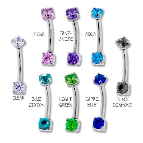 CURVED BARBELL 16g Steel Front Facing SWAROVSKI Gem Curve - 1 Piece -Rebel Bod-RebelBod