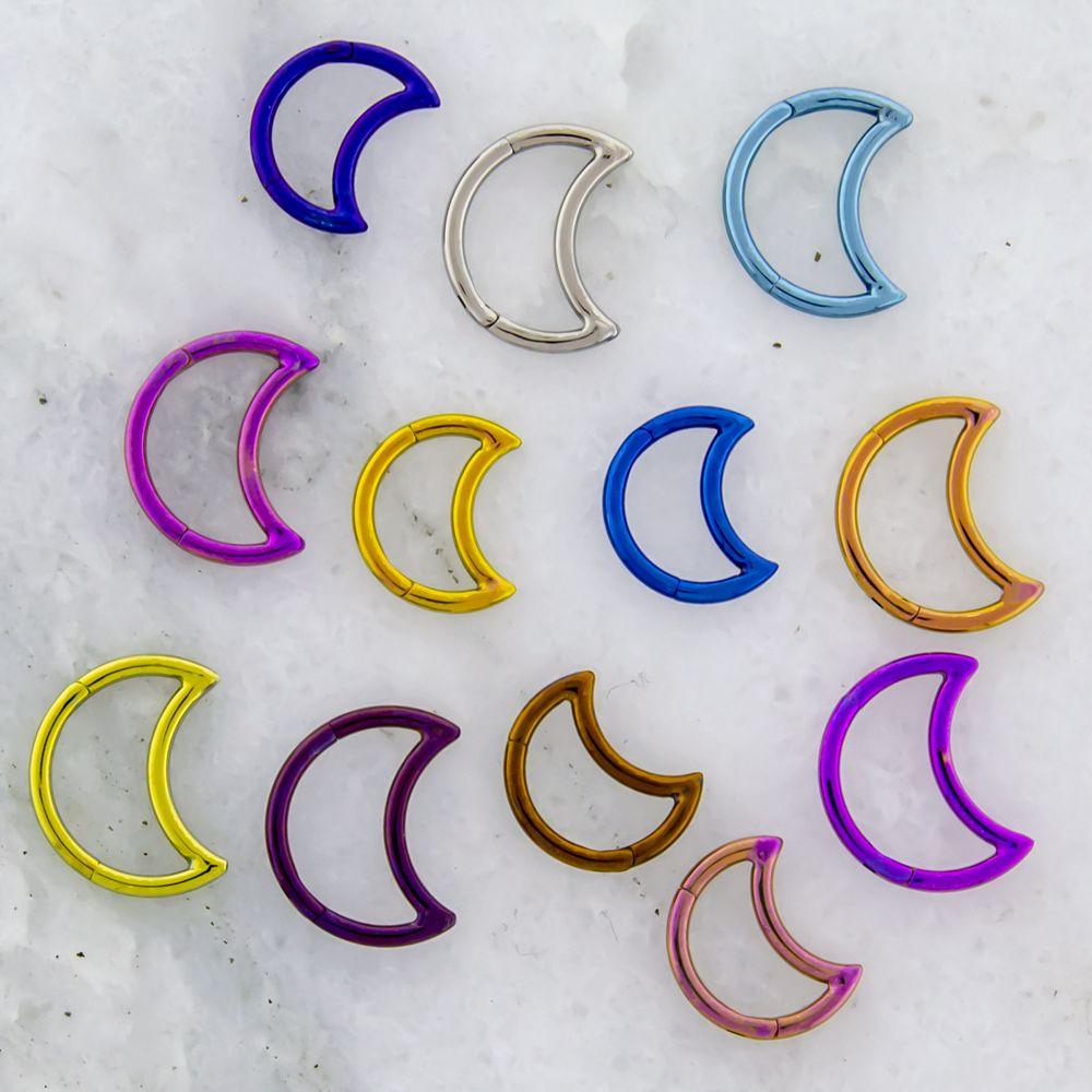 SEAMLESS CLICKER 16g Titanium Crescent Moon Hinged Segment Ring - 1 Piece -Rebel Bod-RebelBod