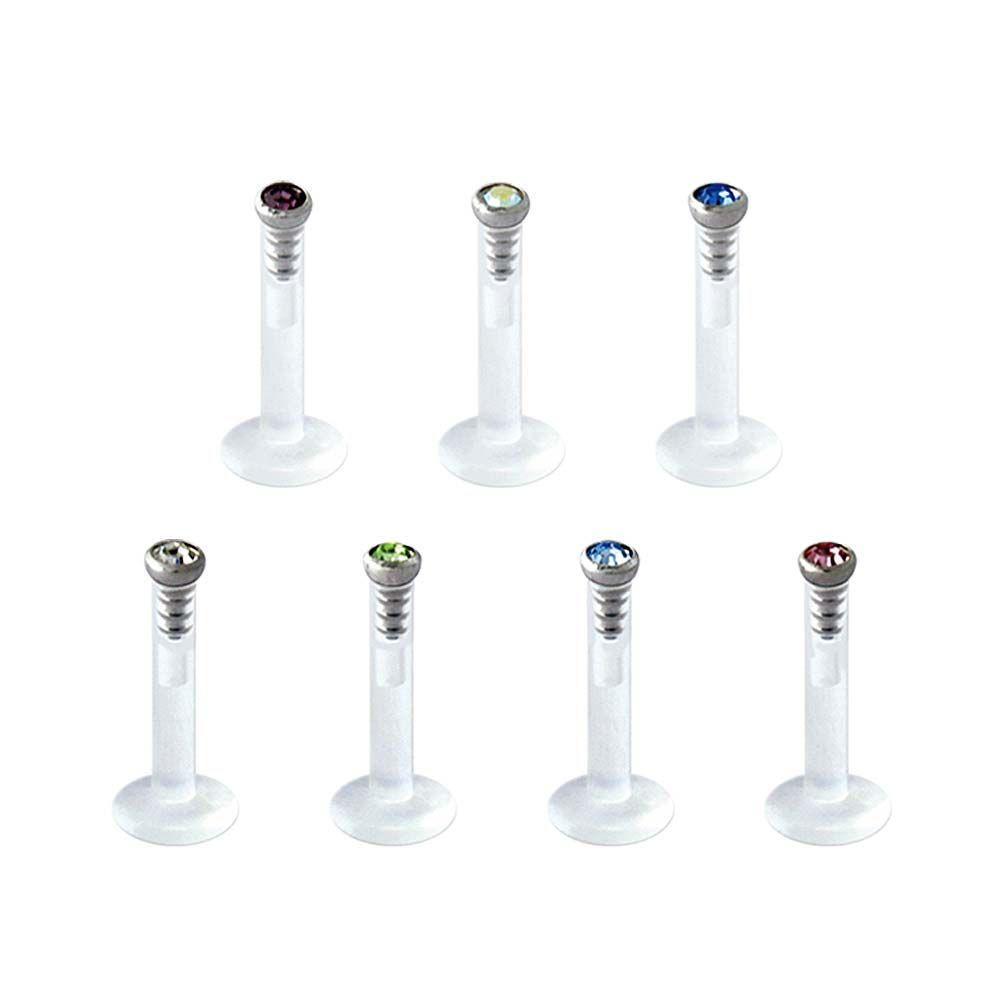 16L Push Fit Gem Top Bio Pierce Labret Retainer sbvbiol52 - 1 Piece