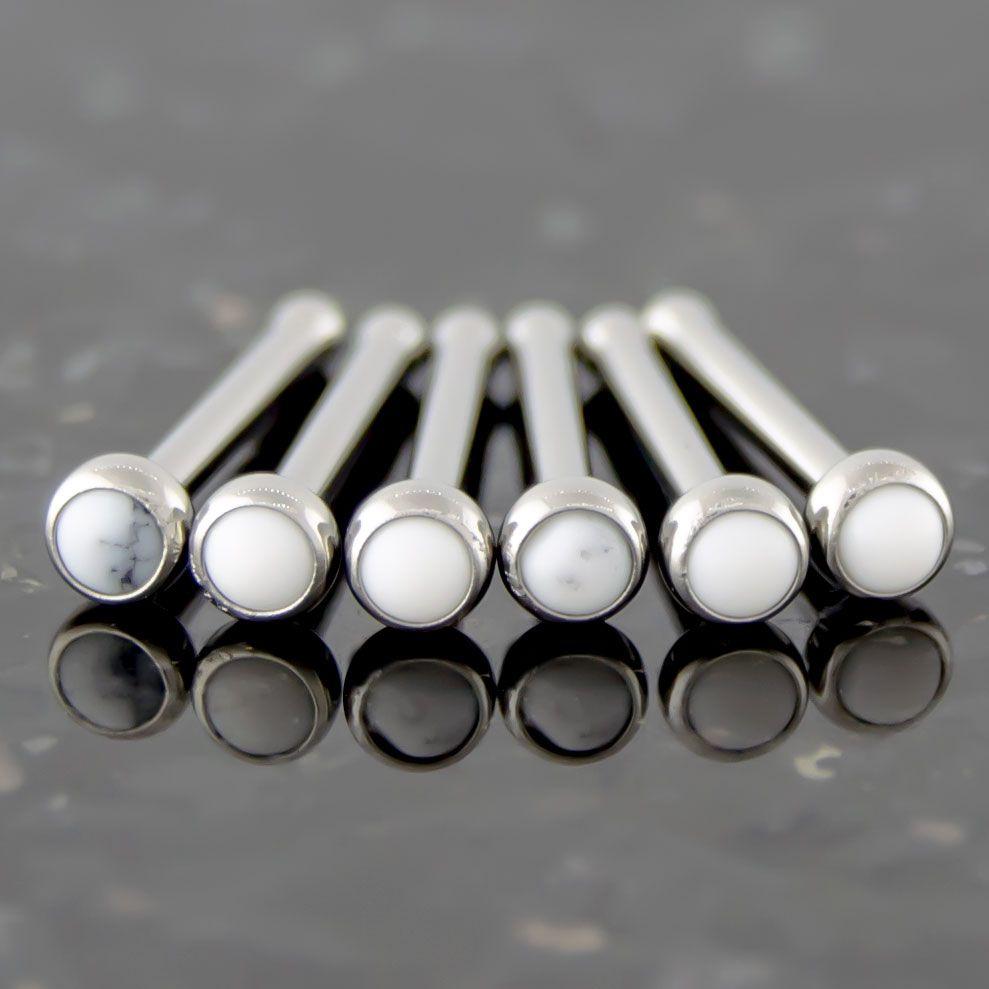 Nose Ring - Nose Studs 18g & 20g Steel Bezel Set Cabochon Nose Bones - 1 Piece #SPLT -Rebel Bod-RebelBod