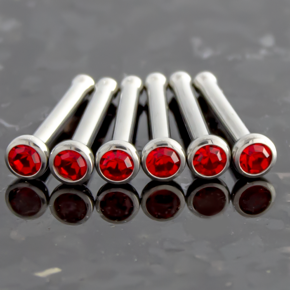 Nose Ring - Nose Studs 18g & 20g Steel Nose Bones With Bezel Set SWAROVSKI Gems - 1 Piece #SPLT#6 -Rebel Bod-RebelBod
