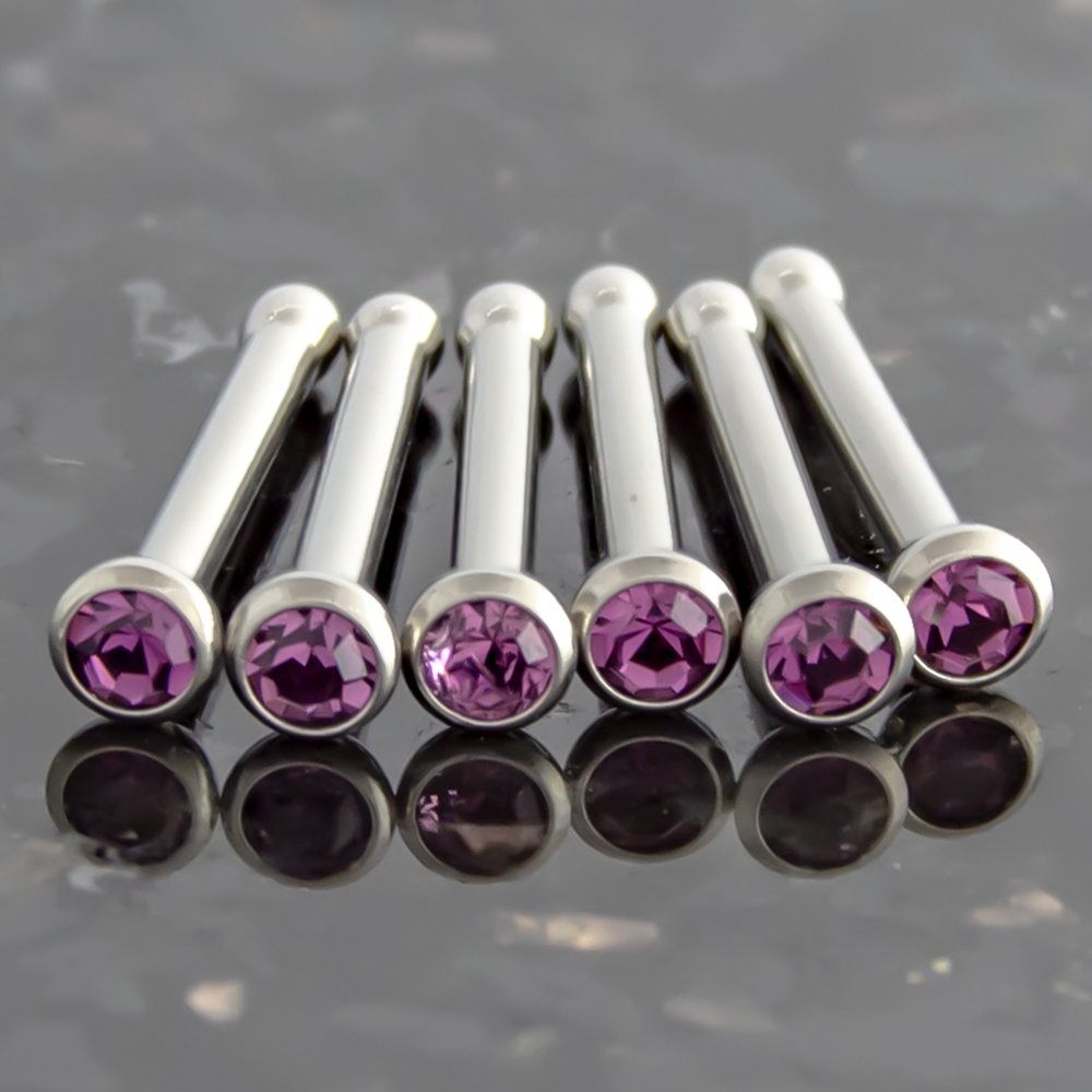 Nose Ring - Nose Studs 18g & 20g Steel Nose Bones With Bezel Set SWAROVSKI Gems - 1 Piece #SPLT#6 -Rebel Bod-RebelBod