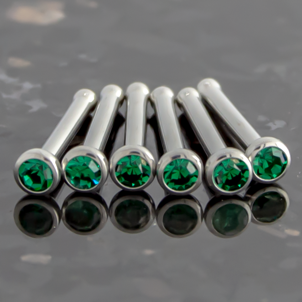 Nose Ring - Nose Studs 18g & 20g Steel Nose Bones With Bezel Set SWAROVSKI Gems - 1 Piece #SPLT#6 -Rebel Bod-RebelBod