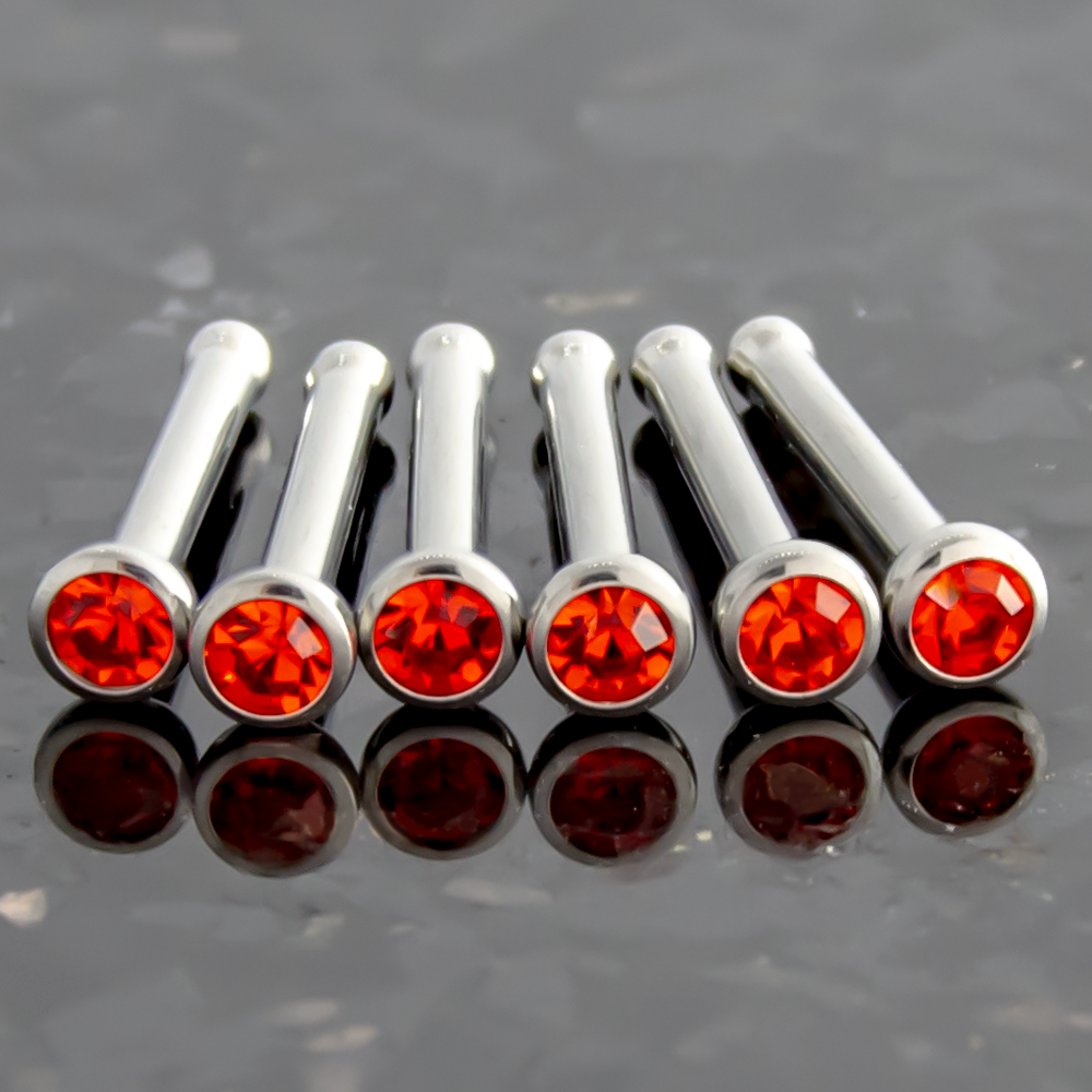 Nose Ring - Nose Studs 18g & 20g Steel Nose Bones With Bezel Set SWAROVSKI Gems - 1 Piece #SPLT#6 -Rebel Bod-RebelBod