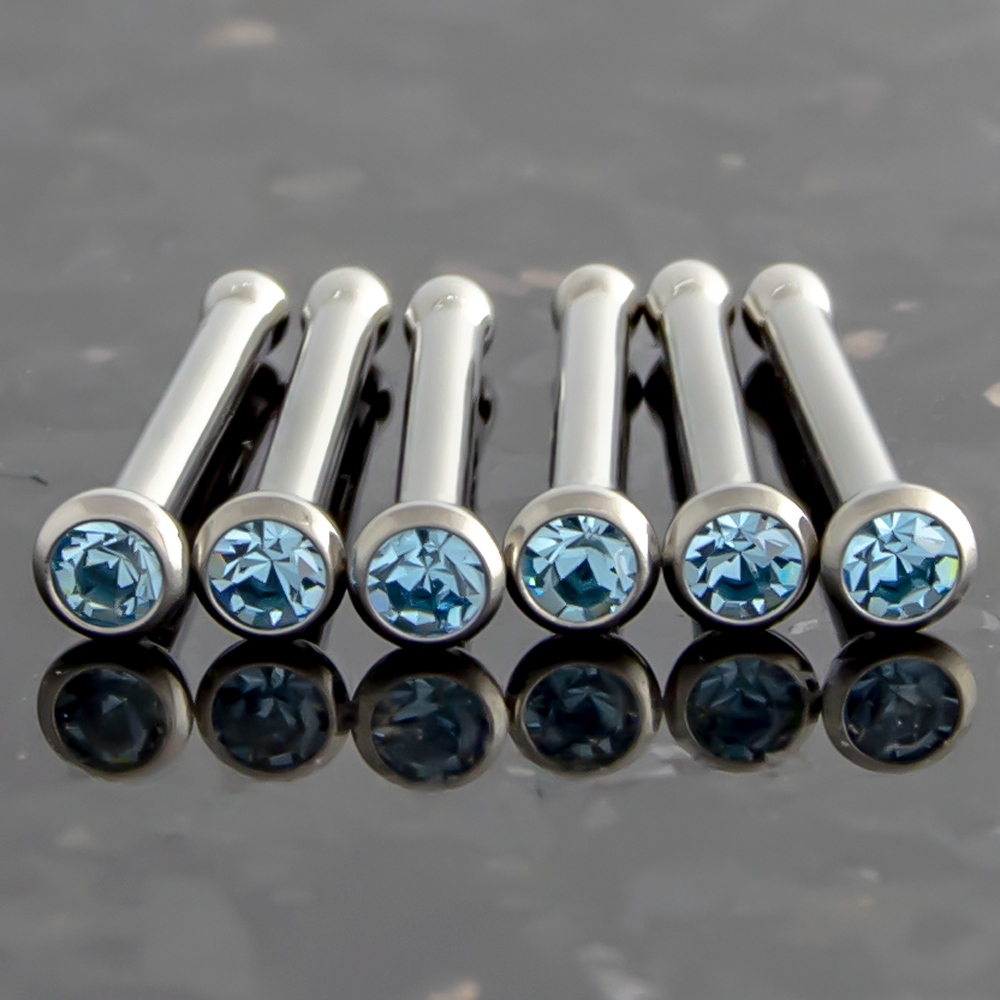 Nose Ring - Nose Studs 18g & 20g Steel Nose Bones With Bezel Set SWAROVSKI Gems - 1 Piece #SPLT#6 -Rebel Bod-RebelBod