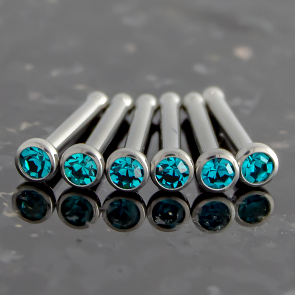 Nose Ring - Nose Studs 18g & 20g Steel Nose Bones With Bezel Set SWAROVSKI Gems - 1 Piece #SPLT#6 -Rebel Bod-RebelBod