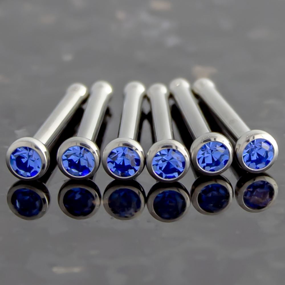 Nose Ring - Nose Studs 18g & 20g Steel Nose Bones With Bezel Set SWAROVSKI Gems - 1 Piece #SPLT#6 -Rebel Bod-RebelBod