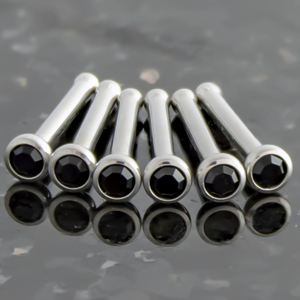 Nose Ring - Nose Studs 18g & 20g Steel Nose Bones With Bezel Set SWAROVSKI Gems - 1 Piece #SPLT#6 -Rebel Bod-RebelBod